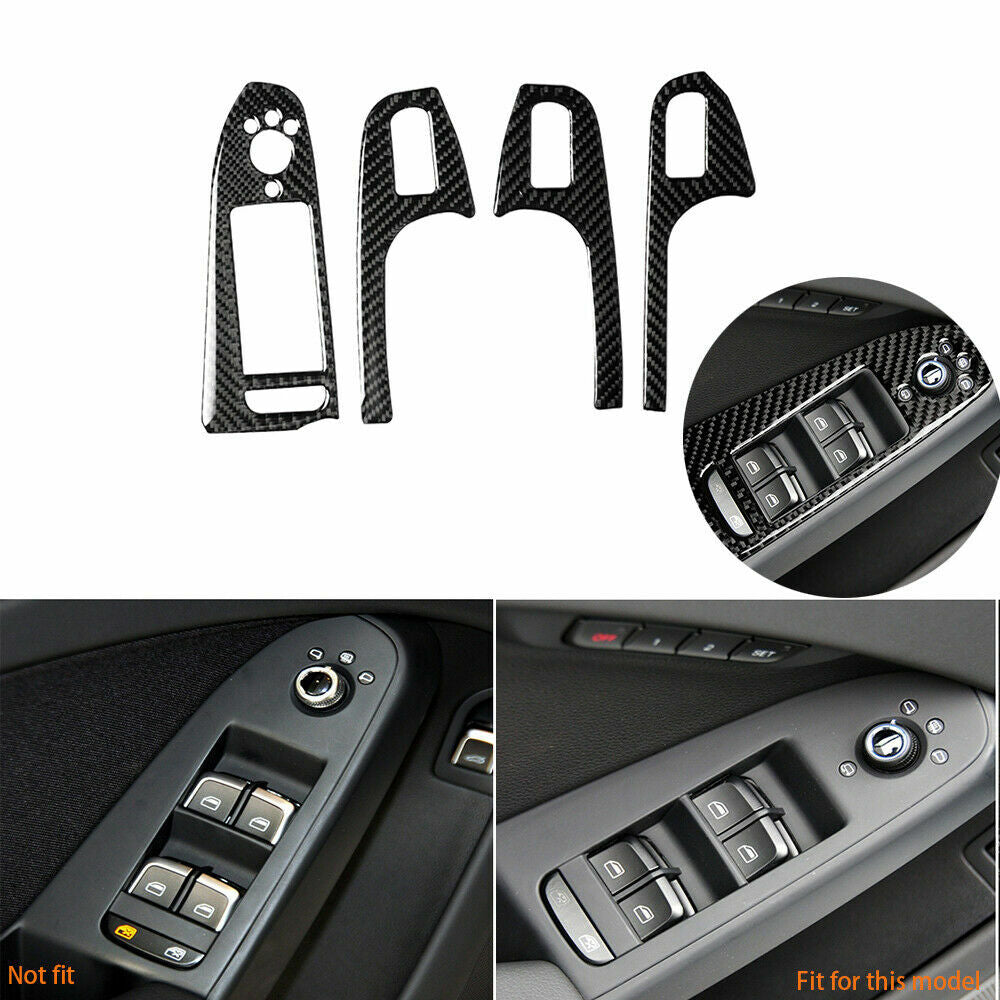 Carbon fiber window lift switch button panel protective cover suitable for Audi for A4 B8 2009-16