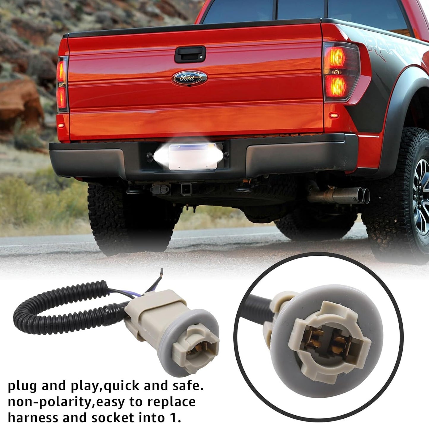 4pcs For 1999-2015  for ford  F150 F250 T10 License Plate Lights Socket Wire Harness Q