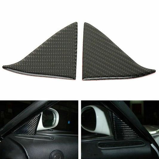 2Pcs Carbon Fiber Front Door Window Decor Cover Trim for Mazda 3 Axela 2017-2018