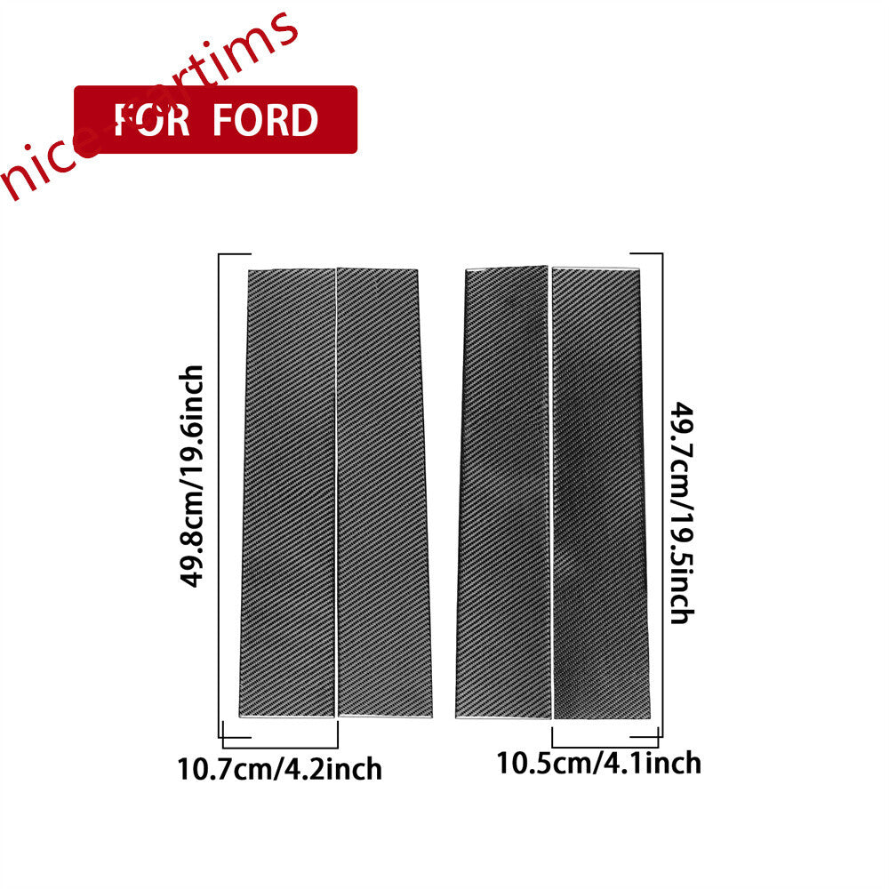4¡ÁSoft Carbon Fiber Door Window B Pillar Post Panel Trim for Ford F150 2009-2014