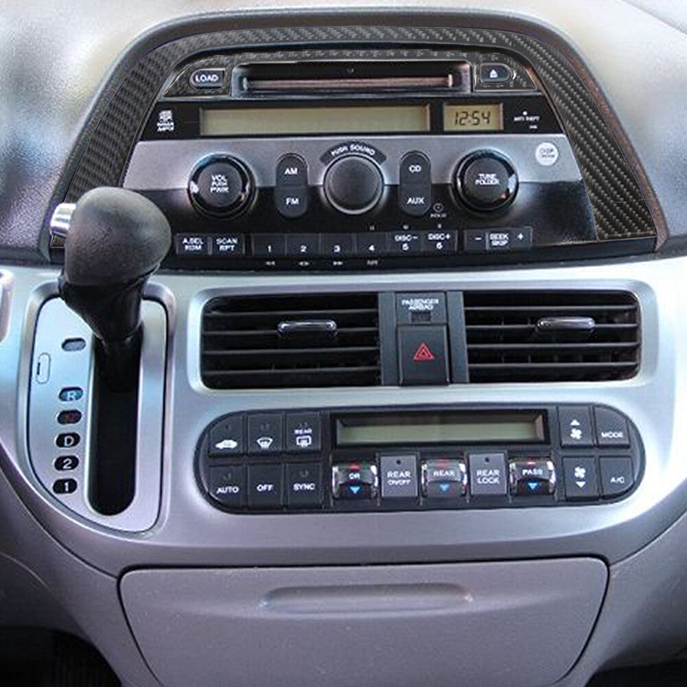 2x Center Carbon Fiber CD Console Frame Sticker Trim for Honda Odyssey 2005-2010