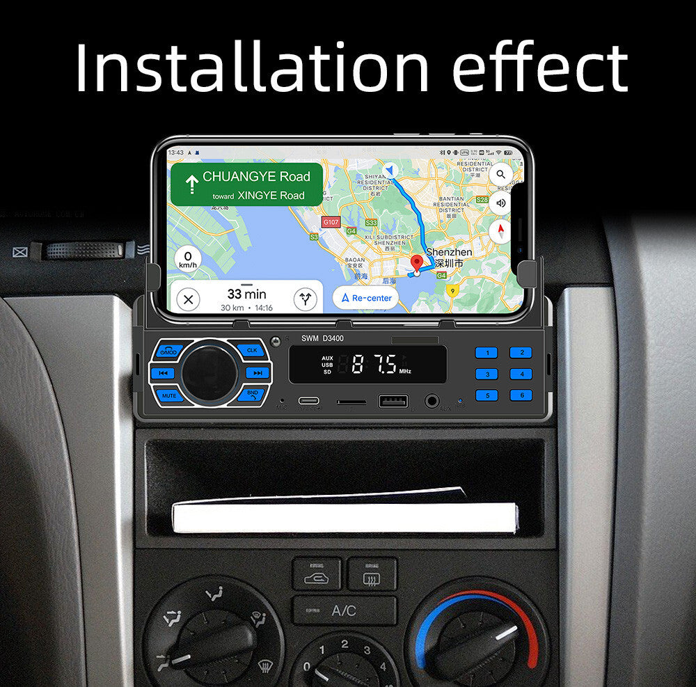 1 DIN Car Stereo Digital MP3 Player with Built-in Bluetooth and Phone Holder n