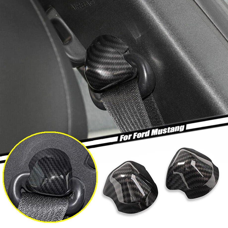 For 2015-2022 for Mustang Carbon Fiber Inner Car for Seat Belt Decor Cover Trim 2P v