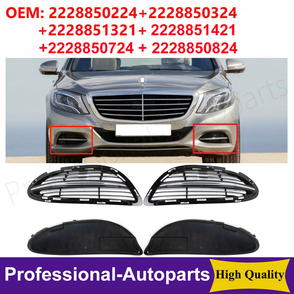 Set of 6PCSLeft+Right Fog Lamp Cover Grille Frame for Mercedes-Benz S-Class W222