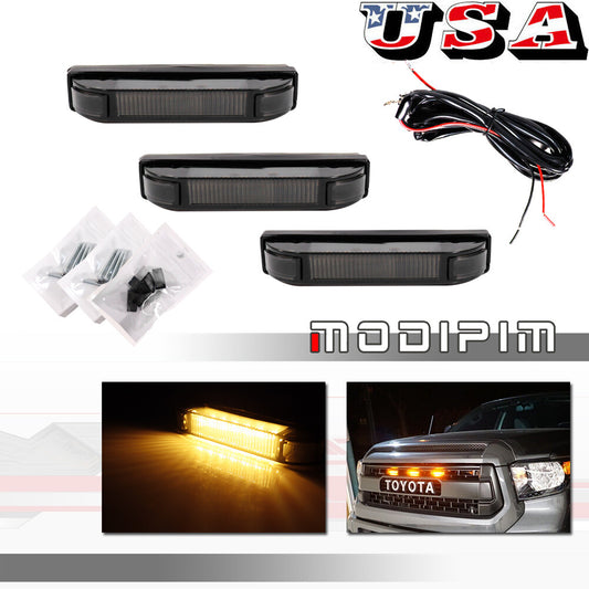 Smoked Amber Front DRL Grill Light Kit for 2014 - 2021 Tundra w/ TRD Pro Grill - v