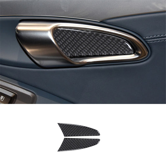 2pcs Carbon Fiber Inner Door Bowl Cover Trim for Porsche 718 2016-2022