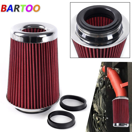 RED Universal Clamp On Cone High Flow Air Intake Filter 9 Tall 3 3.5 4 Inlet Q