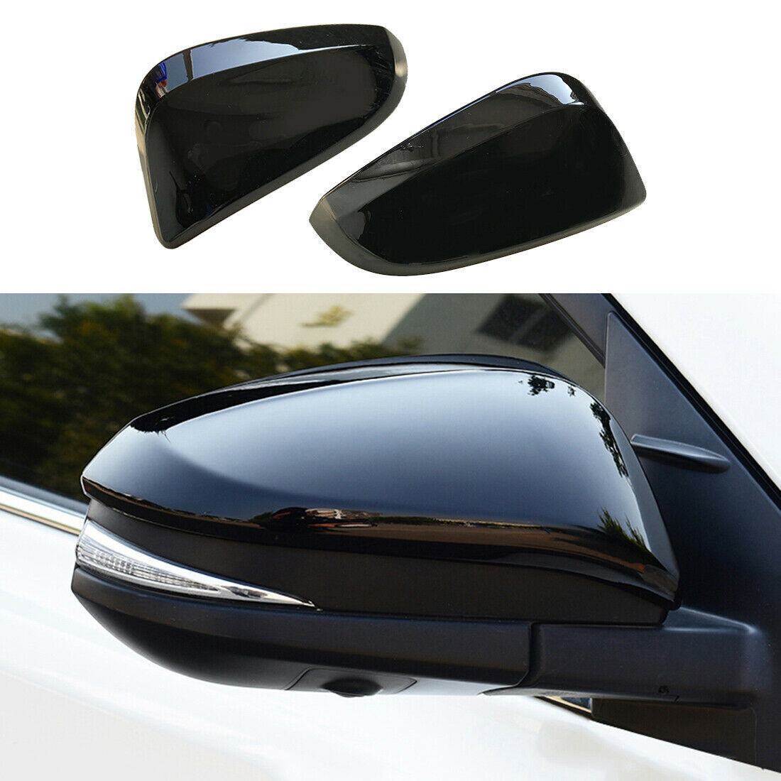 for Toyota Rav4 2014-2018 Gloss Black ABS Side Rearview Mirror Cover Cap Trims