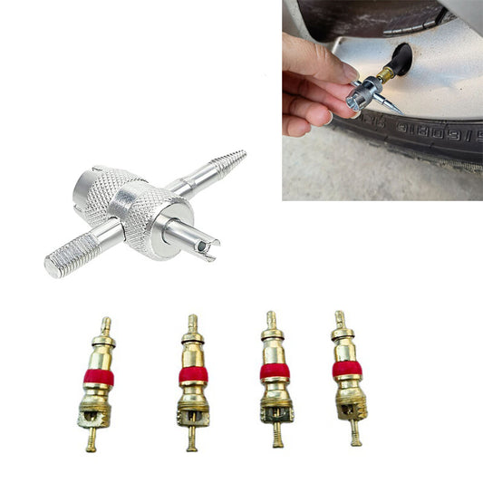 4-Way Tyre Valve Repair Core Key Tool Removal Car Motorbike Motorcycle Van Tyre Q