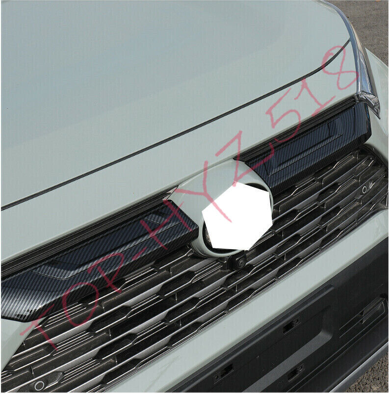 2Carbon Fiber Front Grille Grill Panel Cover Trim ABS For 2019-2024 for Toyota RAV4