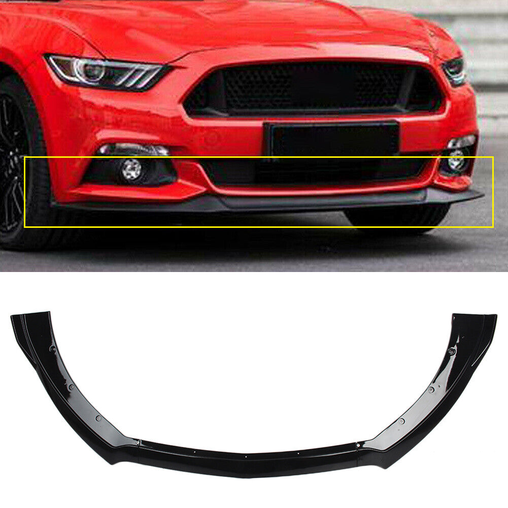 Front Bumper Lip Chin Spoiler Wing Body Kit Gloss Black for Ford for Mustang 15-17