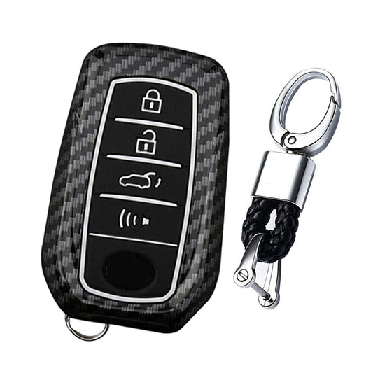 Carbon Fiber Style Remote Key Fob Case Chain fit for Venza for Land Cruiser v