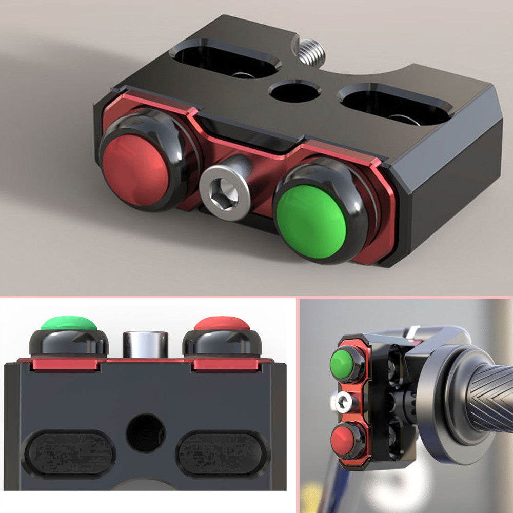 22mm CNC aluminum alloy motorcycle all-terrain vehicle reset self-locking button handle double switch - n