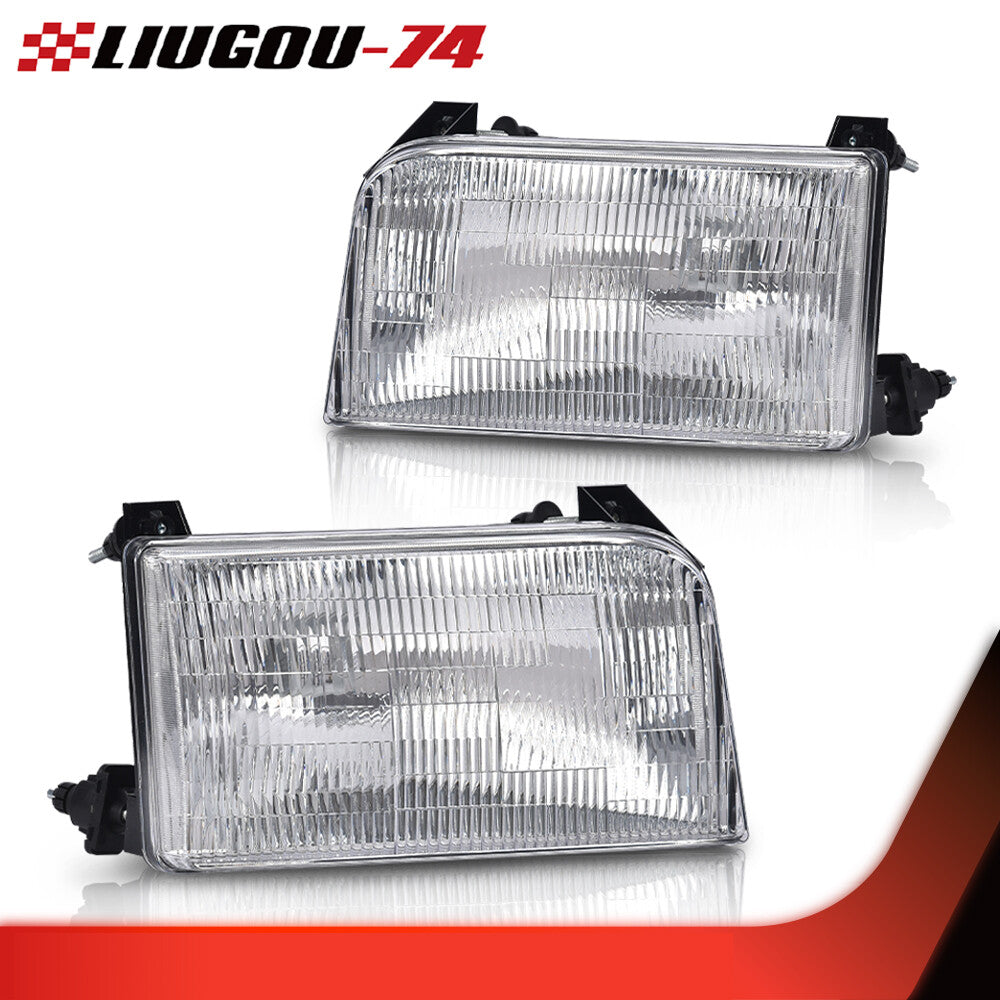 Pair of Clear Halogen Headlights Left and Right Fits 1992 - 1996 for - v