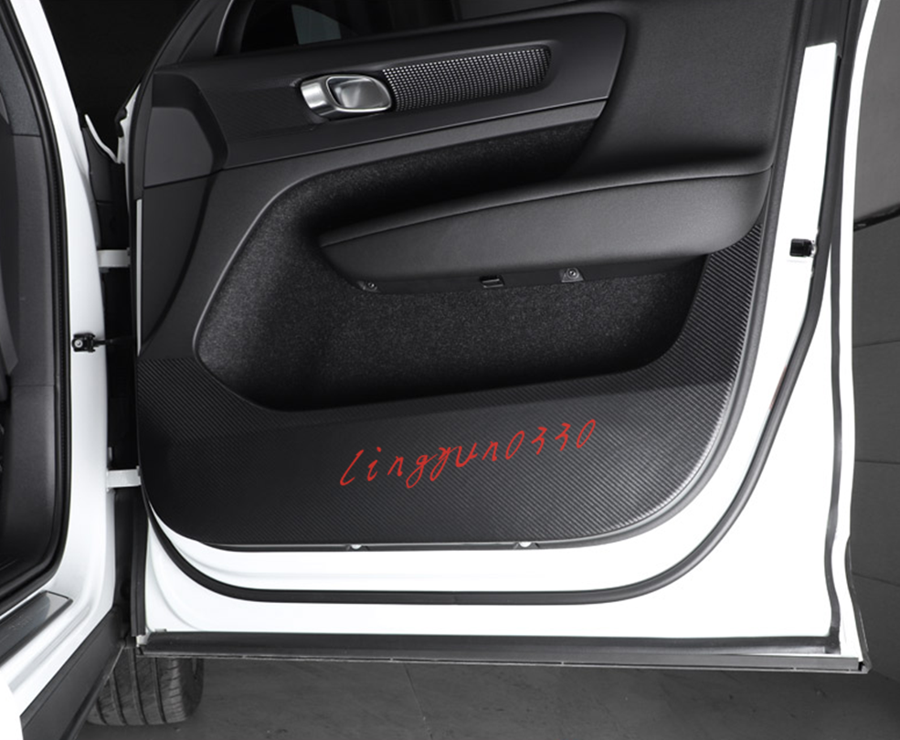 for Volvo XC40 2018-2021 Carbon Fiber Leather Door Anti Kick Pad Protector Trim