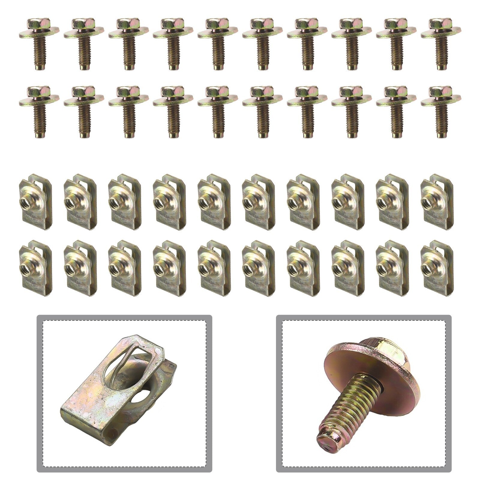 40x Body Bolts U-Nuts-Clips Engine Bottom Fender Liners Push Retainers Fasteners