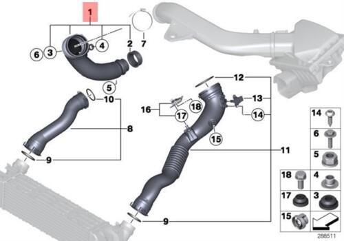 Air filter housing, turbocharger intake hose, suitable for BMW 335i, 435i, M235i. 13717602651