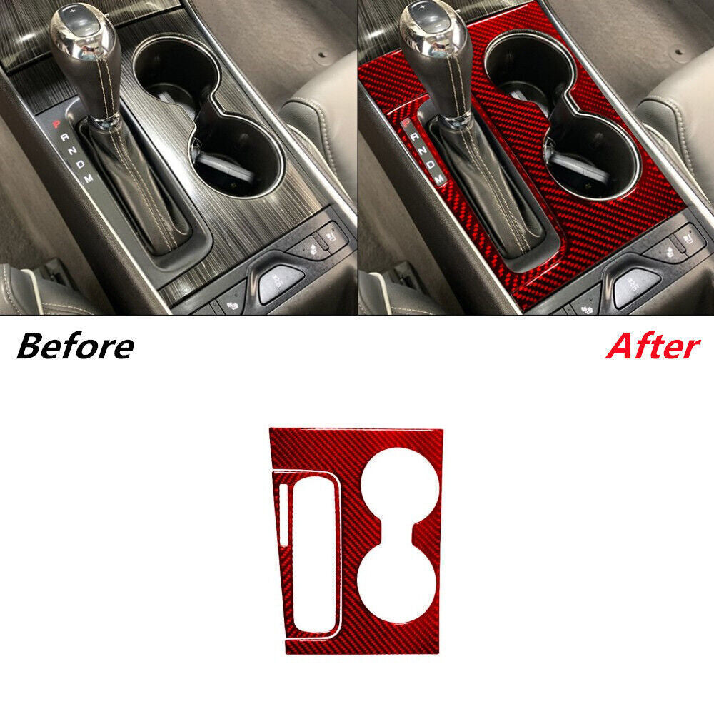 Red for Audi Q7 16-19 Carbon Fiber Center Control Switch Button Frame Trim Cover v