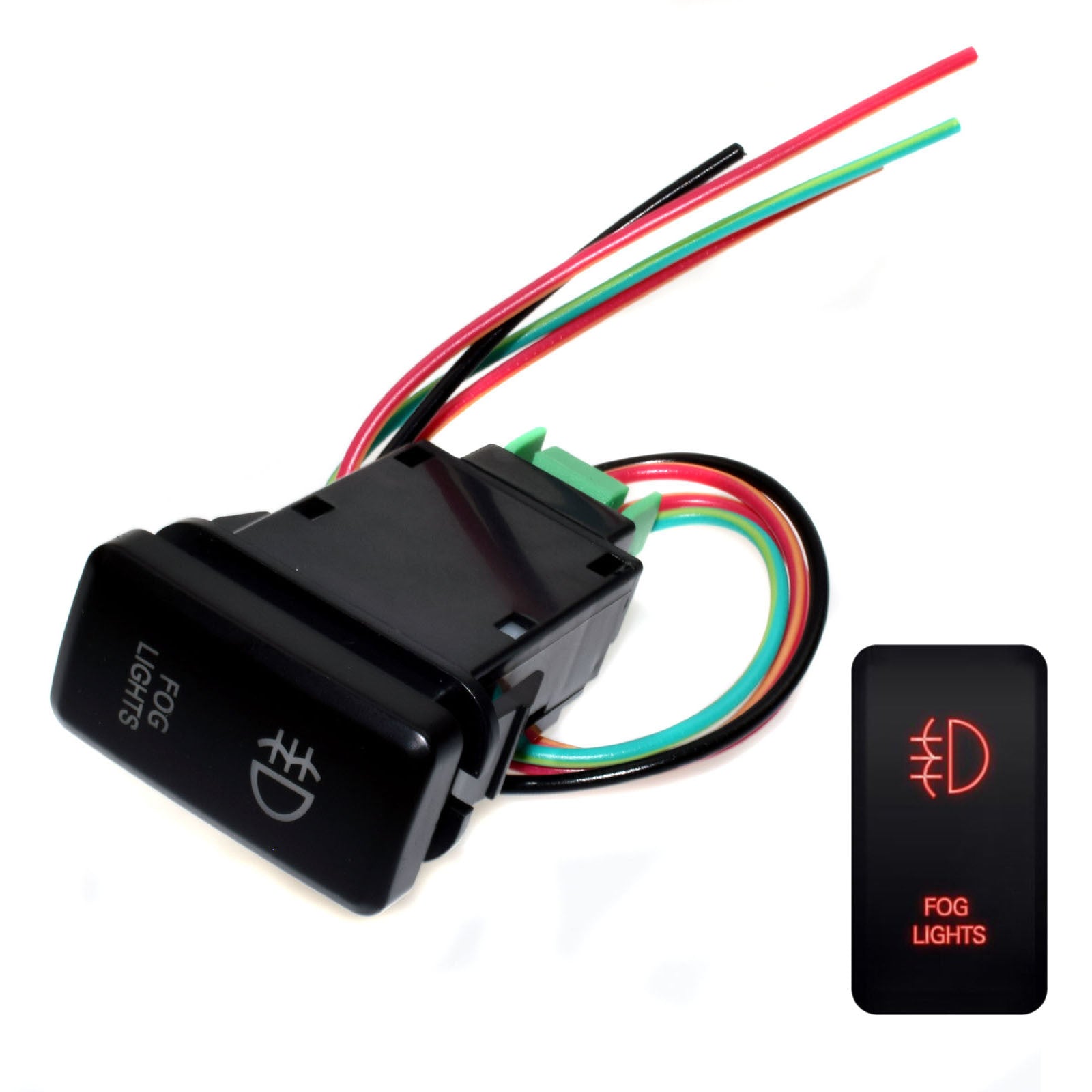 Push-to-switch red LED fog lights suitable for FJ Cruiser, Fortuner, and Hilux (2007-2014). n