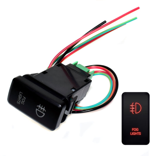 Push-to-switch red LED fog lights suitable for FJ Cruiser, Fortuner, and Hilux (2007-2014). n
