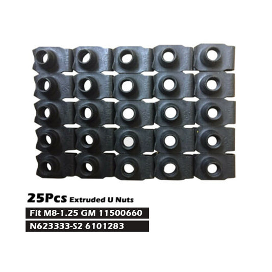 25 Pcs Extruded U Nuts Replacement M8-1.25 Screw Size Fit GM 11500660 6101283