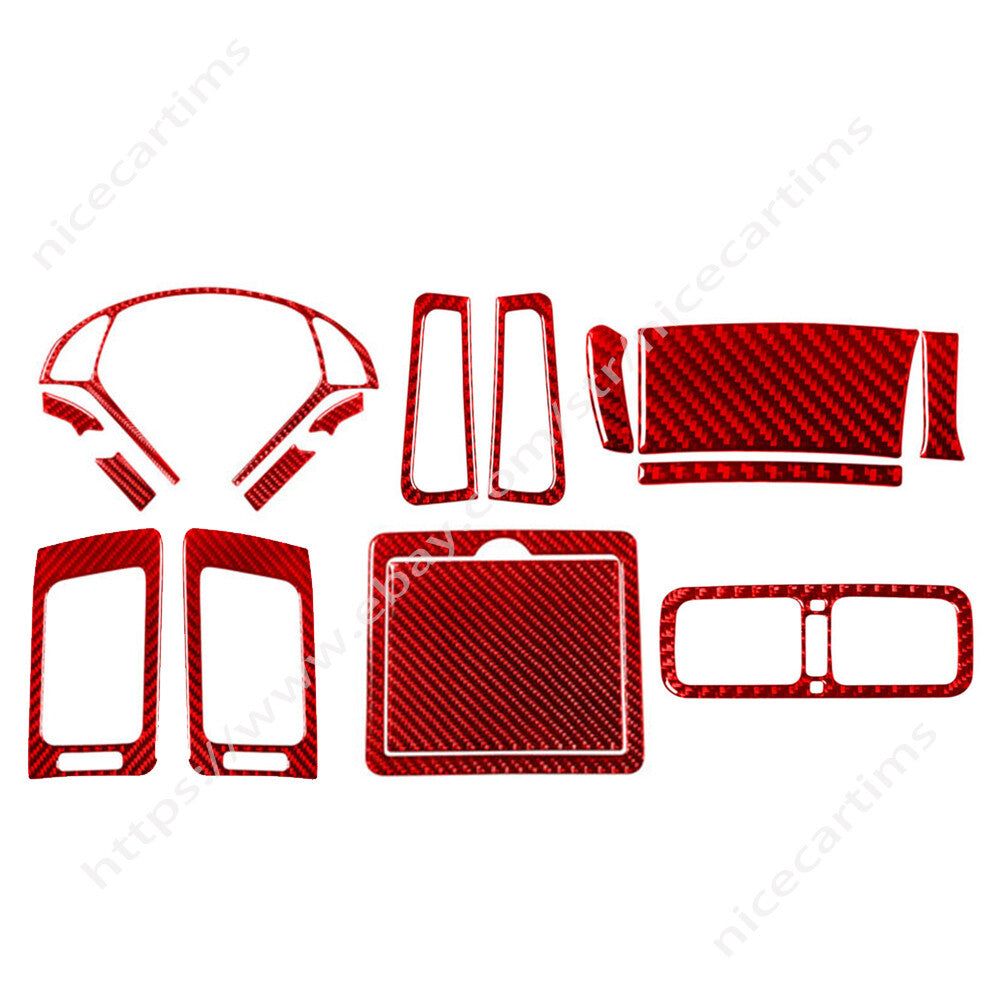 16Pcs Red Carbon Fiber Interior Full Set Trim Kit for Infiniti G37 Sedan 2010-13