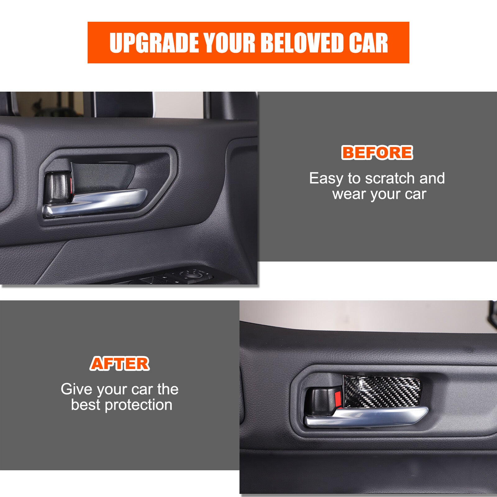 Carbon fiber interior door cup cover sticker for 2024-25 Prado for Land Cruiser - n