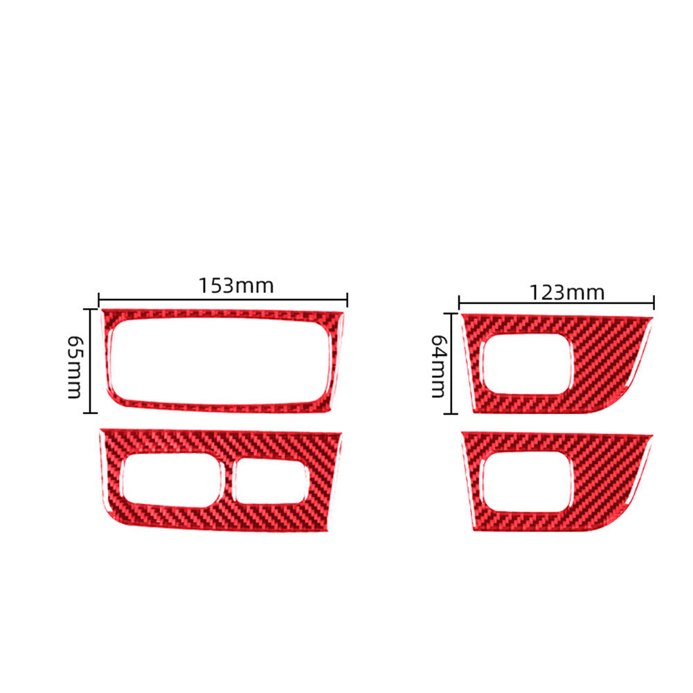 4x Red Carbon Fiber Window Lift Control Cover Trim for Porsche Taycan 2019-2022