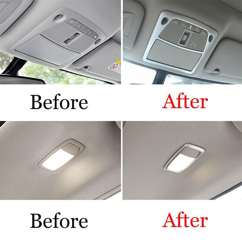 for Nissan Murano 2015-2021 Silver Matte Car Front Reading Light Lamp Frame Trim