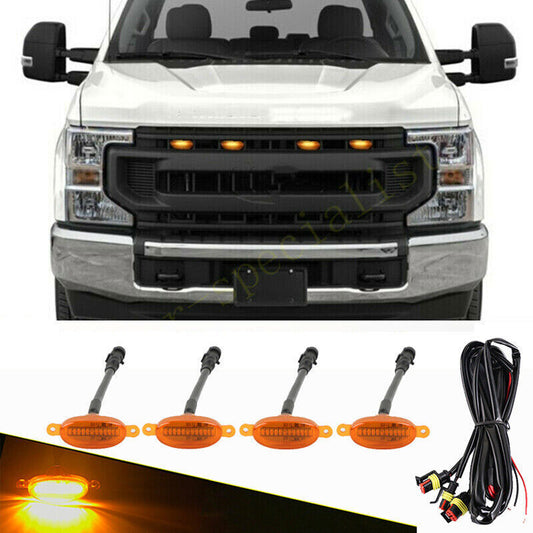 for Ford F-250 F-350 F-450 15-24 yellow Style Grill LED Marker Light Kit