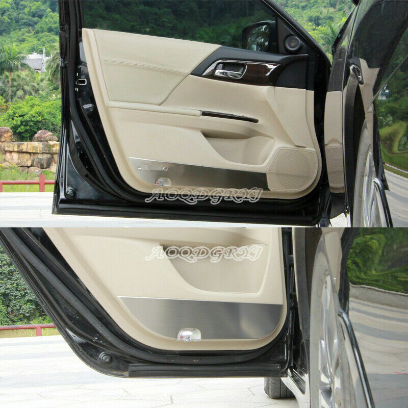 4P Silver Inner Door Anti-Kick Pad Panel Cover for Honda Accord Sedan 2014-2017