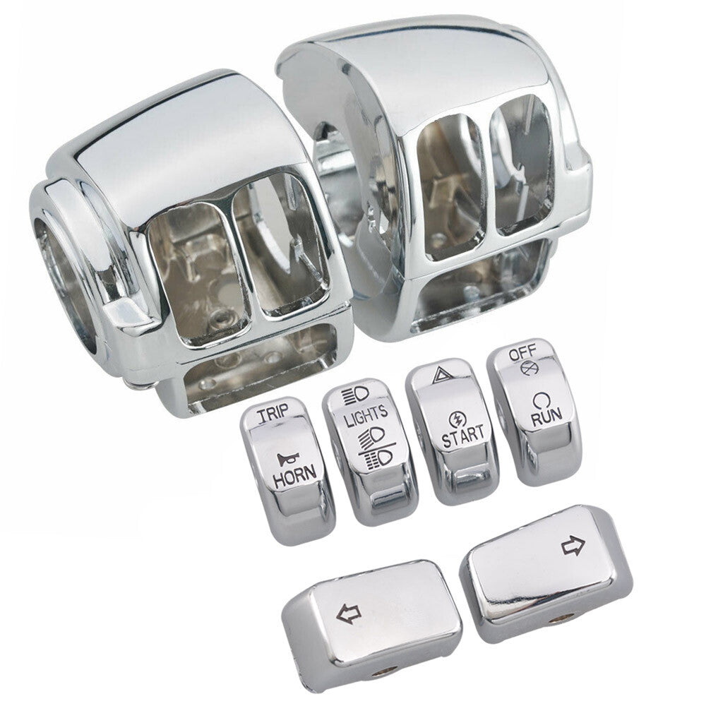 Chrome switch housing protective case + 6-button pack for Harley Sportster Softtail Fat Boy - n