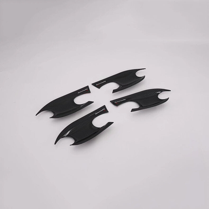 for Hyundai Santa Fe 2019-2022 Carbon Fiber Door Handle Bowl molding Cover Trim