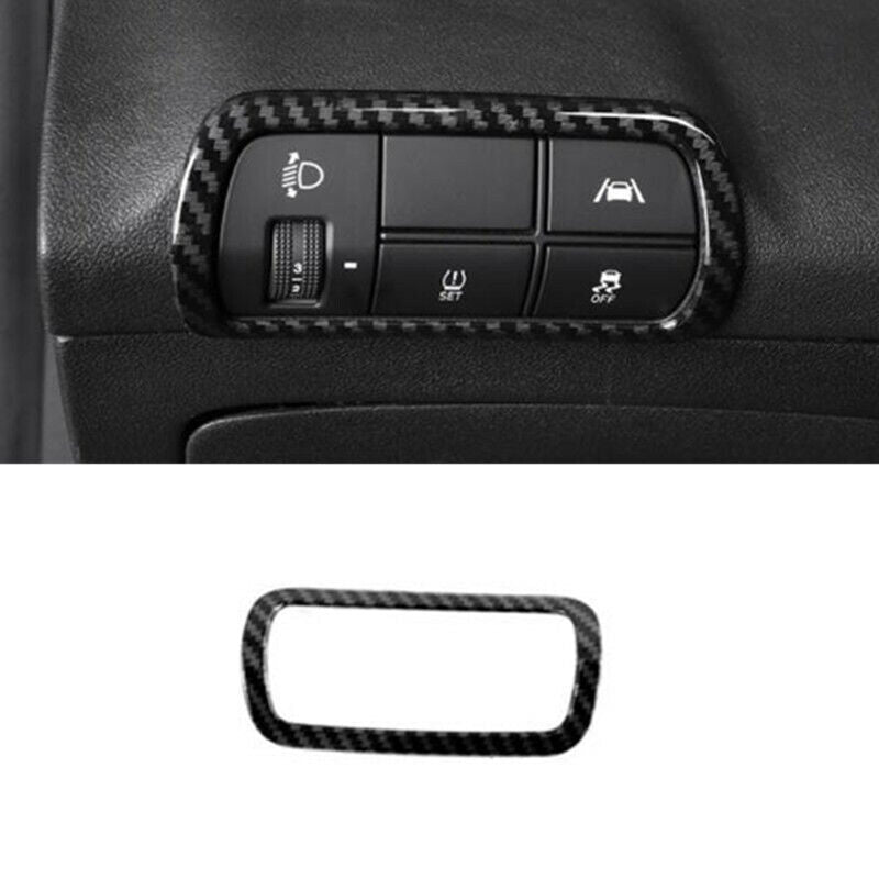Carbon Fiber Headlight Switch Button Cover Trim for Hyundai for Elantra 2021 2022