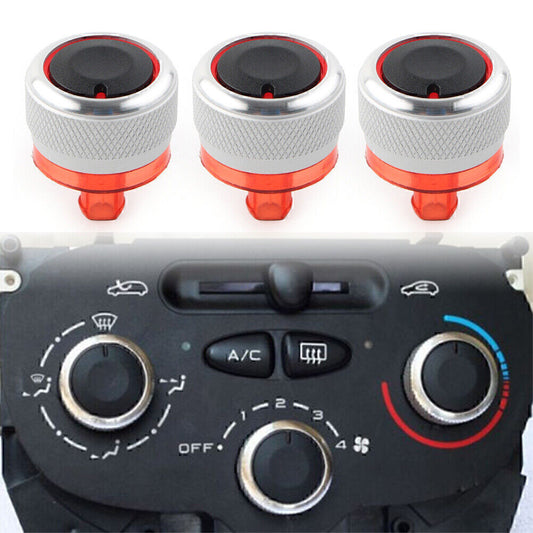 Switch Knob Heater Buttons A/C Cover Heat Fit for Peugeot 206 207 C2 Silver Car 3Pcs Q