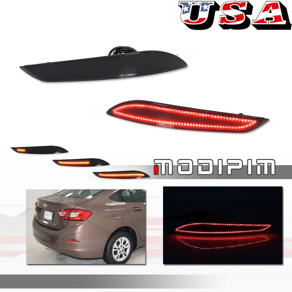Suitable for 16-19 for Cruze smoked lens bumper reflector signal tail brake LED light- v