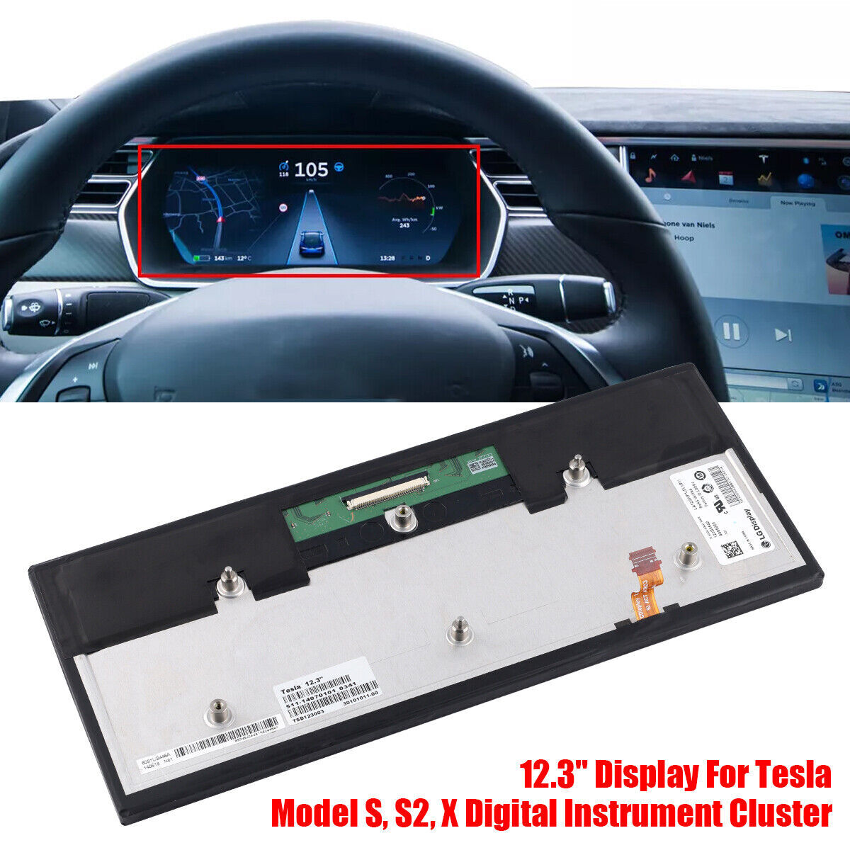12.3 For model X S S2 Instrument Cluster LCD Module Display Screen n