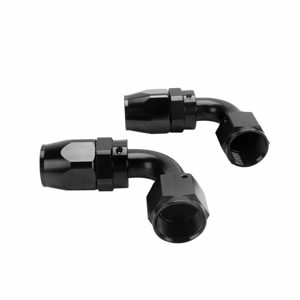 2-Pack 90-Degree Rotating Hose Connector Adapter for Fuel AN10 10AN, Black