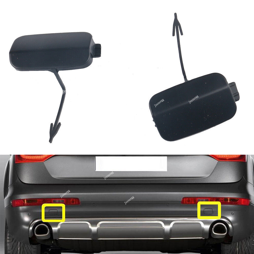 Pair Right+Left Primed Rear Bumper Tow Hook Eye Cover Cap for Audi Q7 2010-2015