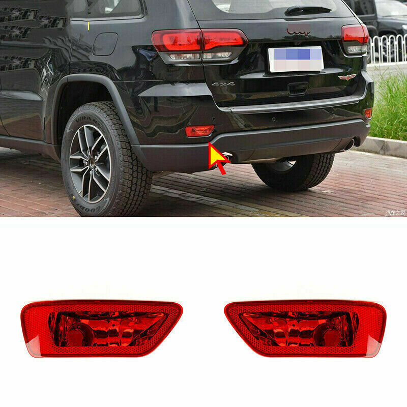 2P for Jeep Grand Cherokee 2011-2020 Red Rear Fog Lamp Rear Bumper Lights Shell