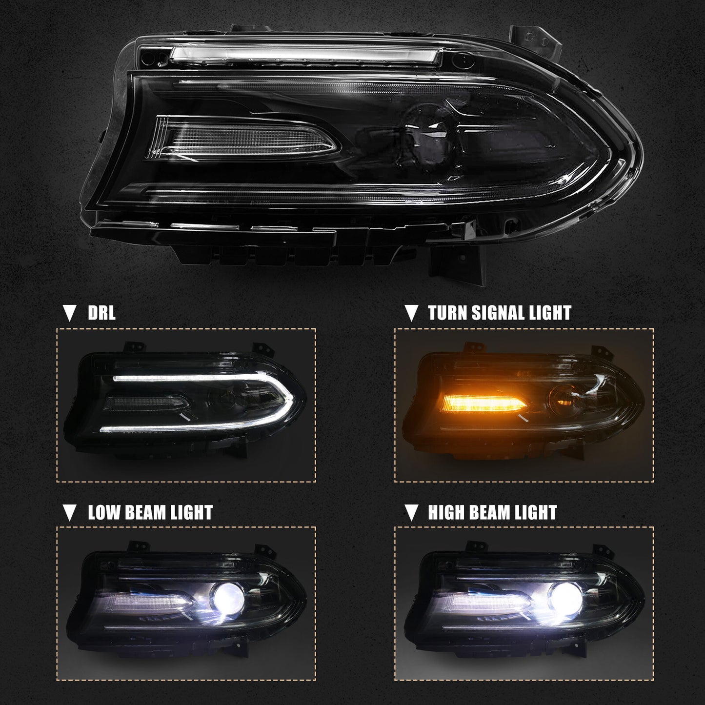 For 2015 - 2023 for Dodge Charger HID Xenon Projector Headlight Assembly Driver Left v