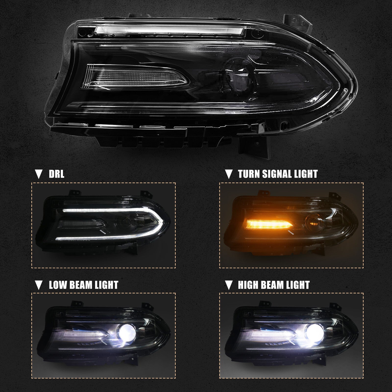 For 2015 - 2023 for Dodge Charger HID Xenon Projector Headlight Assembly Driver Left v