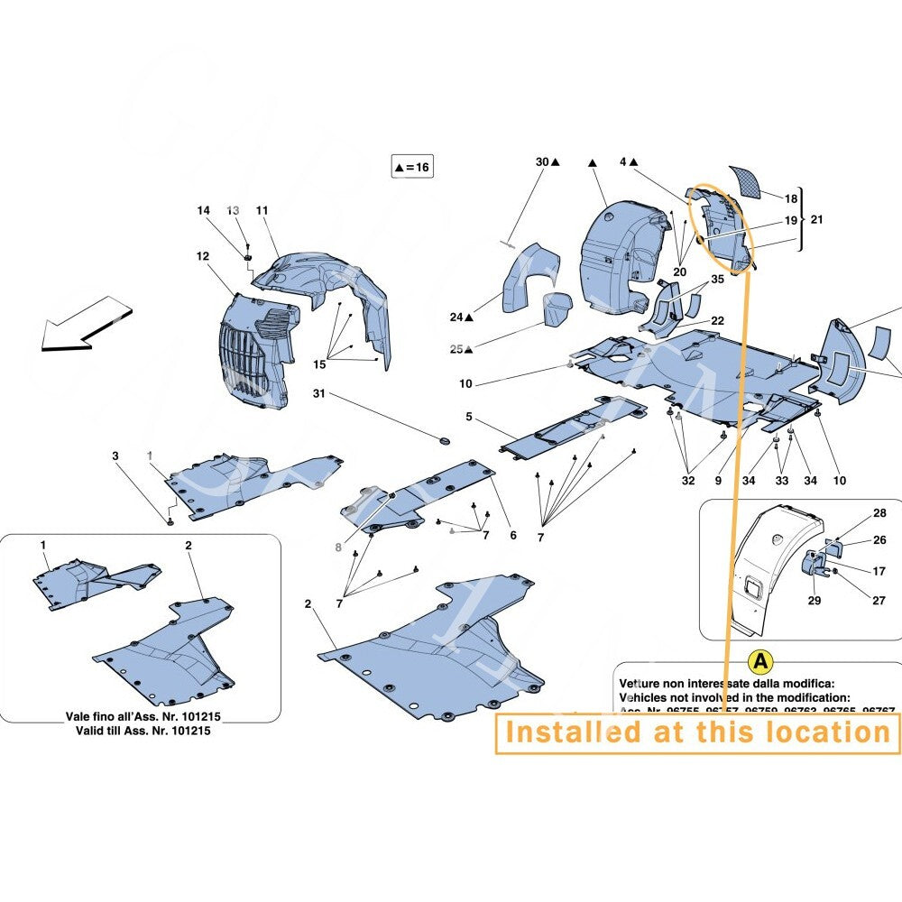 Equipment Manufacturer ( ) for Rear Wheelhouse of for Ferrari 458 Italia LH: 82471700