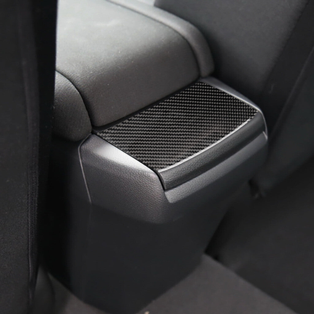 Real Carbon Fiber Console Armrest Box Rear Panel Trim for Honda for Civic 2016-2021