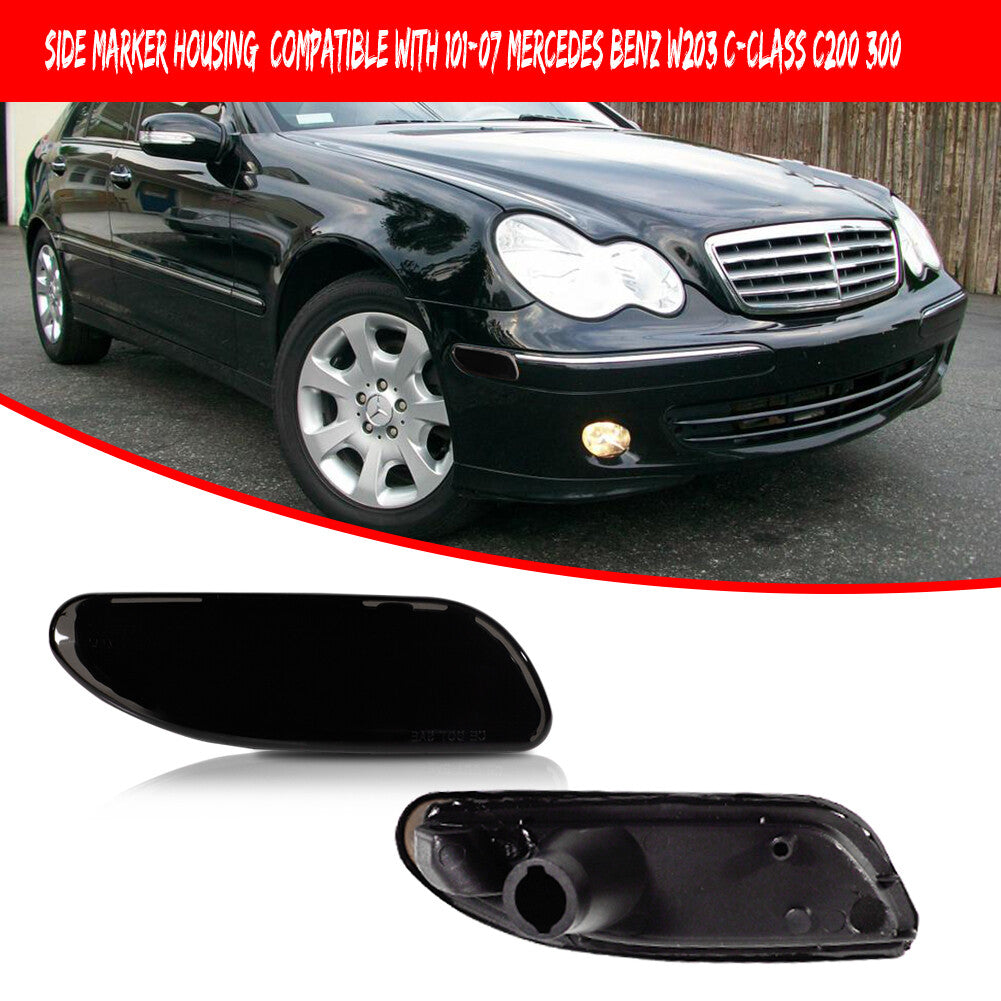 Pack Smoked Front Side Marker Light Housing for 01-07 W203 C Class - v