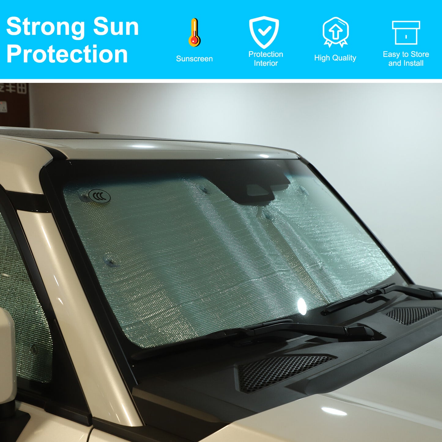Full window sunshade with complete UV protection for 2024 Prado LC250 - n