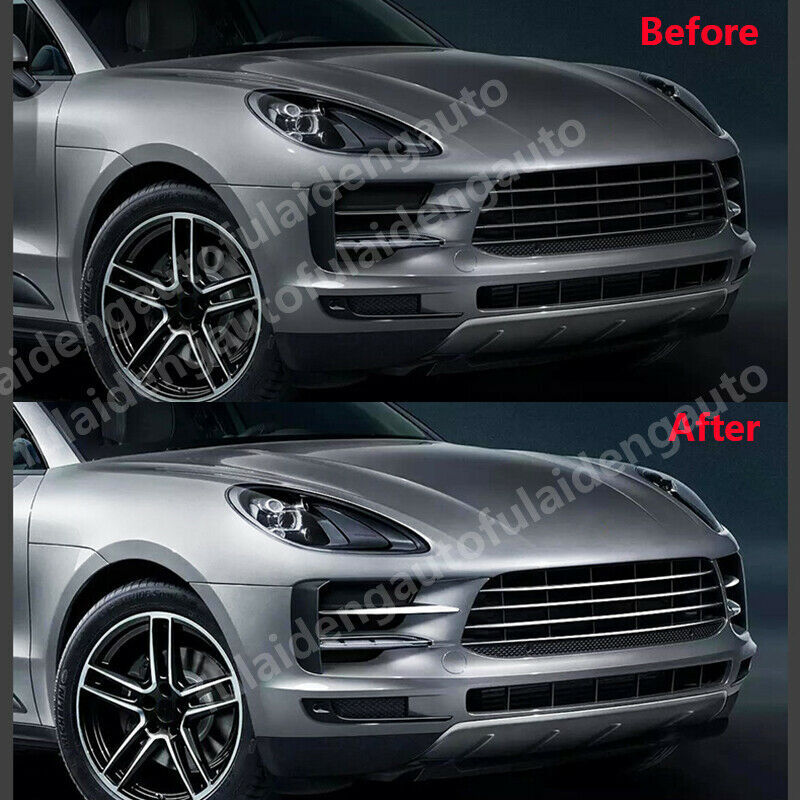 for Porsche Macan 2019-21 Chrome Stainless Front Grilles Grill Cover Trim Strips