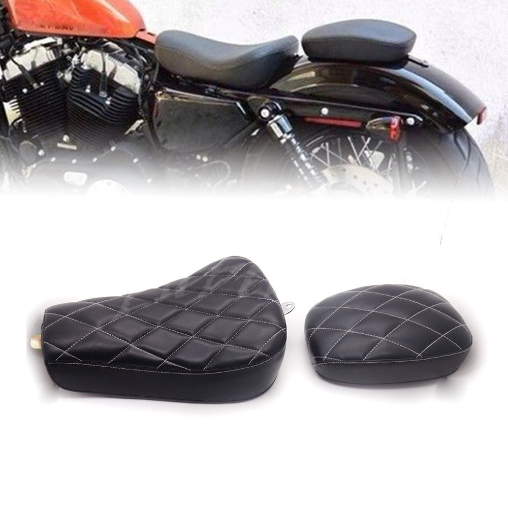 Front Diamond Driver Solo for Seat Rear Passenger Pad for Harley Sportster 1200 883 Q