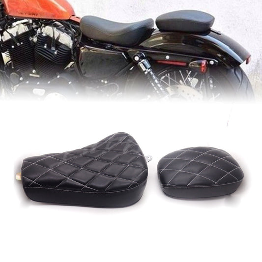 Front Diamond Driver Solo for Seat Rear Passenger Pad for Harley Sportster 1200 883 Q