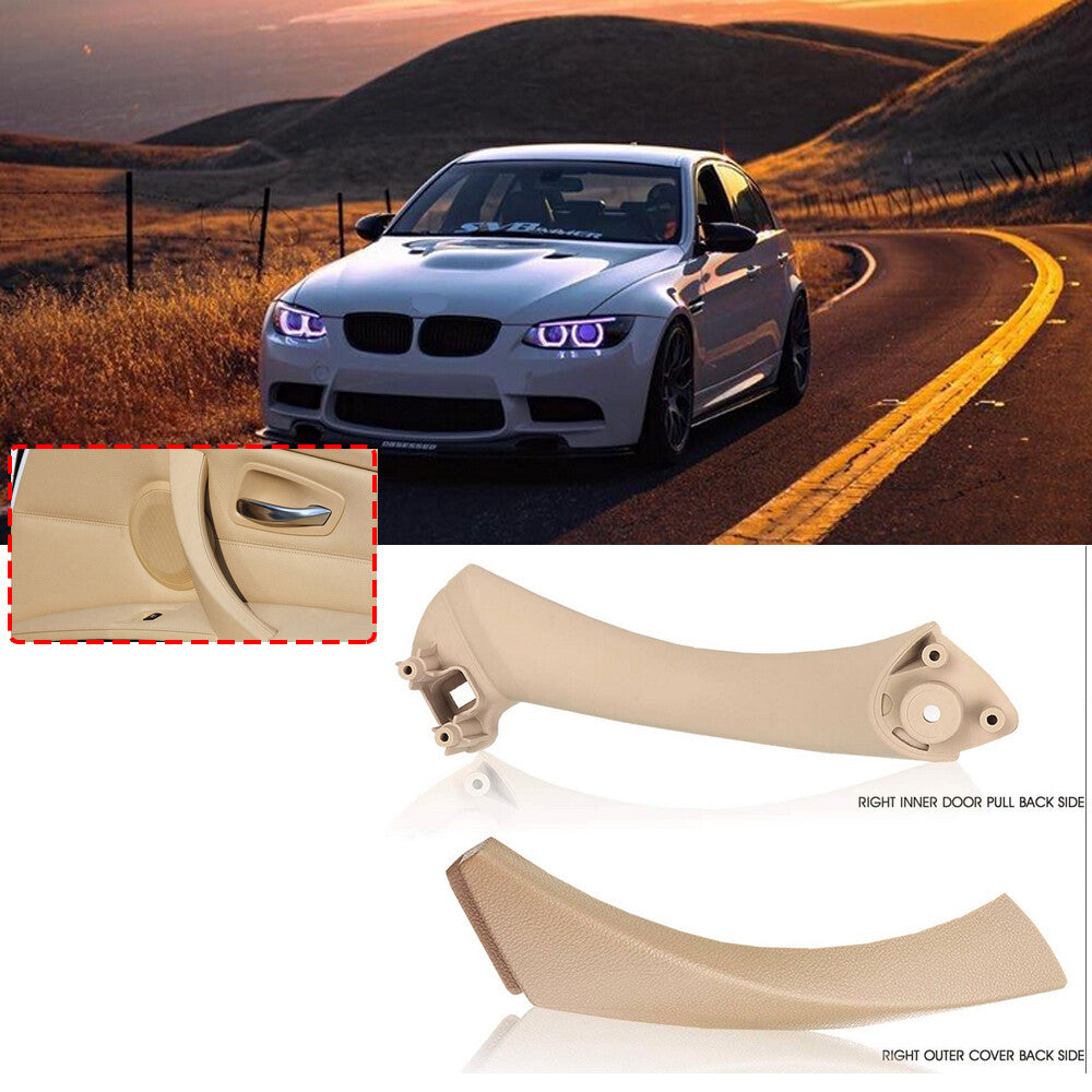Beige inner left side + outer door panel handle pull edge cover for BMW E90 328i